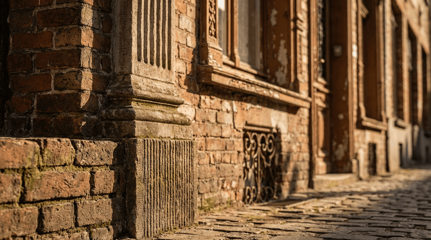 Close-up of professional brickwork with detailed mortar joints